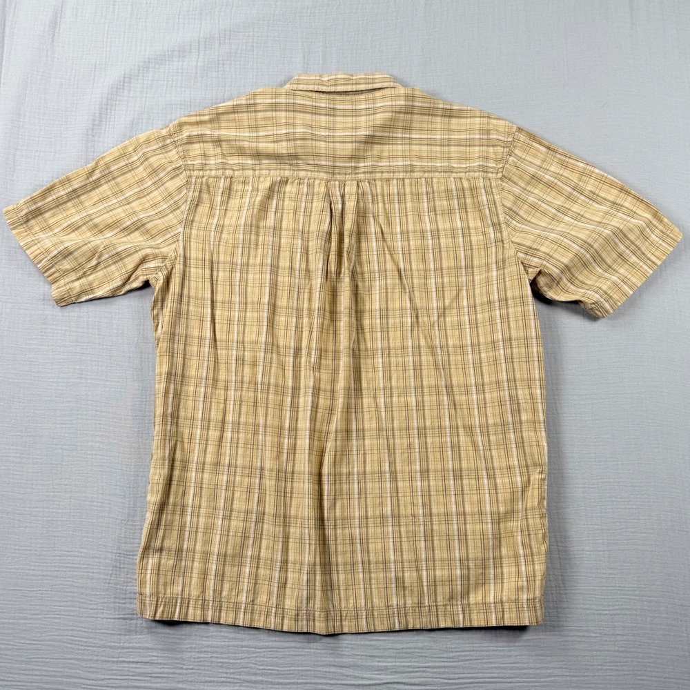 Vtg Y2k Quiksilver Men Med Butter Yellow Plaid S/S Button Up Shirt 2000s Skater - Picture 3 of 7